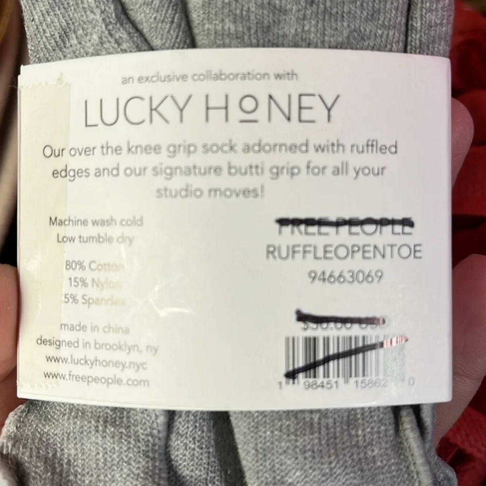 Free People Ruffle Over the knee Gray Women's grip Socks
